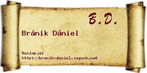 Bránik Dániel névjegykártya